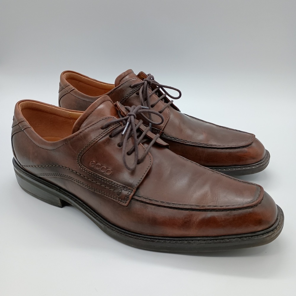 ECCO Mens Brown Leather Apron Toe Derby Dress Shoes EU 45 US 11